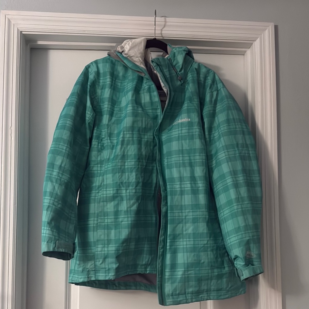Columbia ski interchange jacket - teal plaid 1x - two jackets in one